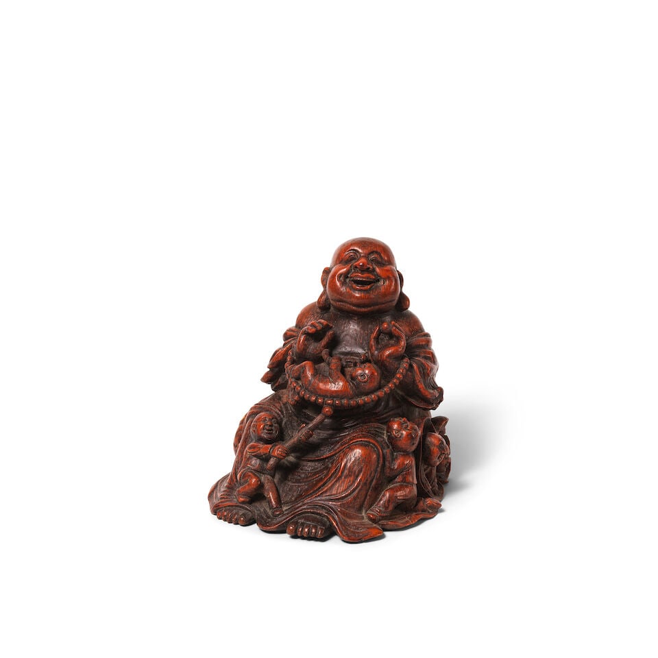 STATUETTE DE BUDAI EN BAMBOU SCULPTÉ Fin de la Dynastie Qing (1644-1911) (1 of 4)