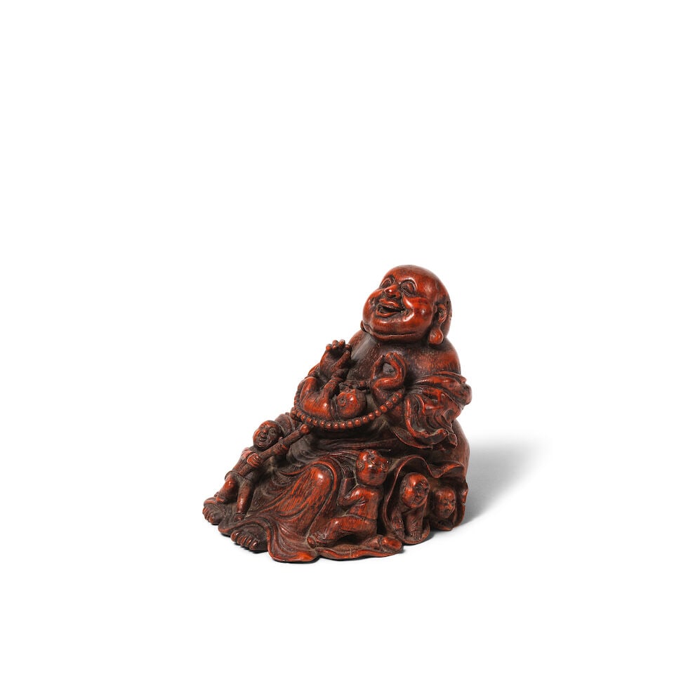 STATUETTE DE BUDAI EN BAMBOU SCULPTÉ Fin de la Dynastie Qing (1644-1911) - 4
