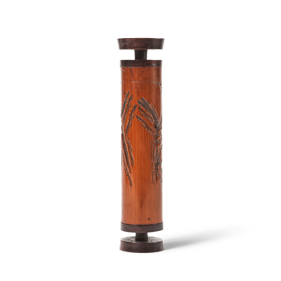 PORTE-ENCENS EN BAMBOU SCULPTÉ ET AJOURÉ Dynastie Qing, XVIIIe/XIXe siècle - 2