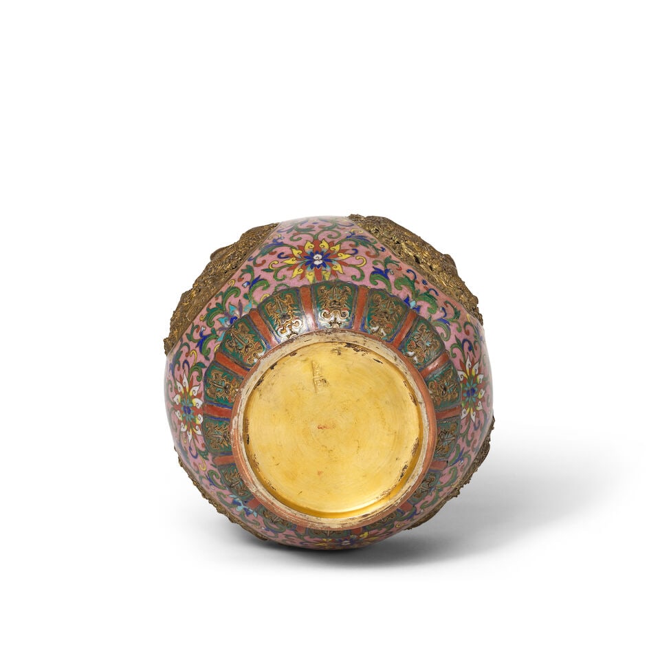 VASE À CŒUR TOURNANT EN ÉMAUX CLOISONNÉS ET CHAMPLEVÉS Fin de la Dynast... - 2