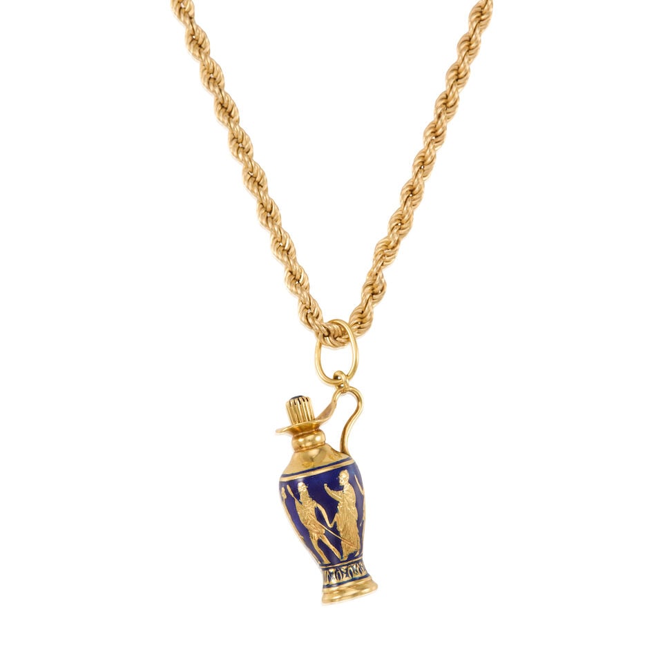 GOLD AND ENAMEL PENDANT NECKLACE - 2