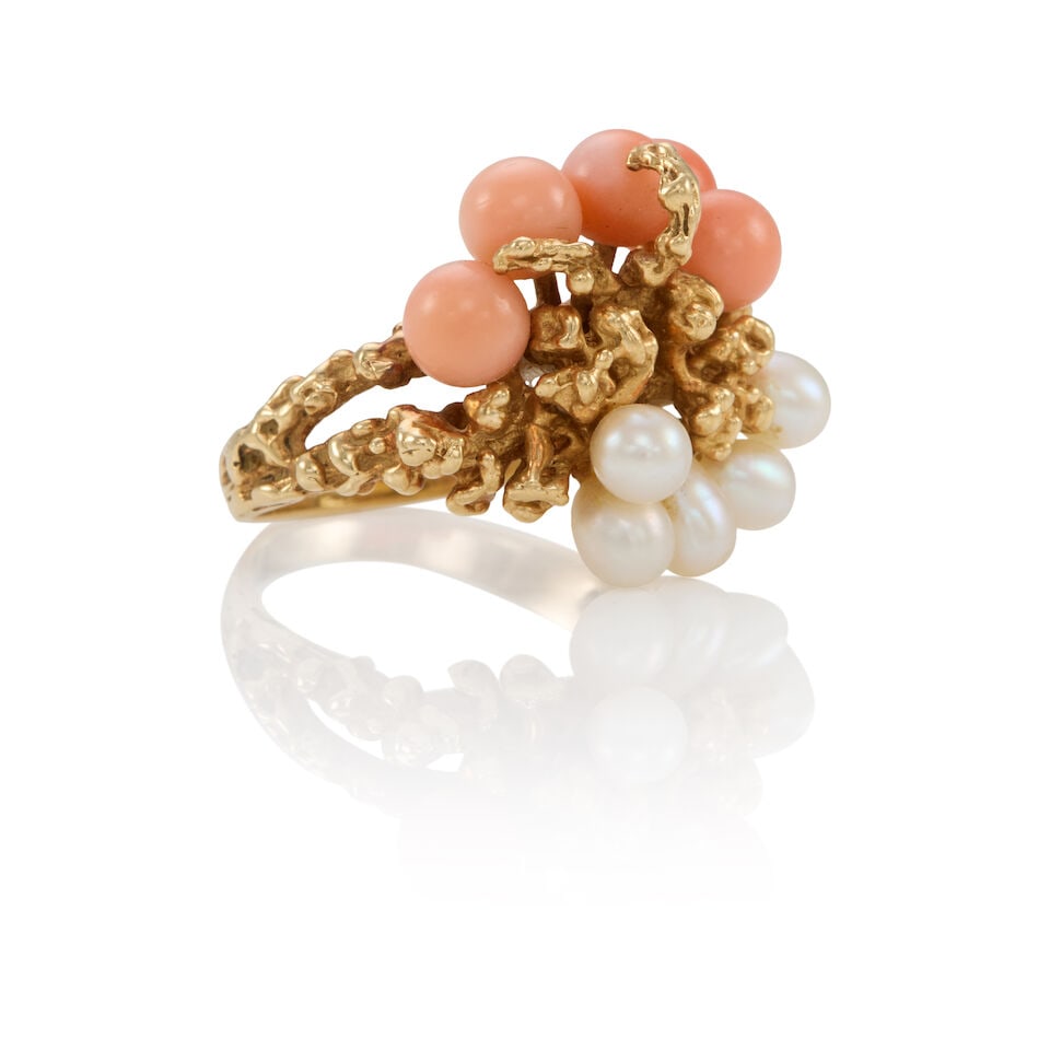 14K GOLD, CORAL AND CULTURED PEARL EARRINGS - 2