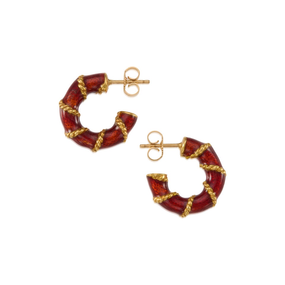 18K GOLD AND ENAMEL EARRINGS - 2