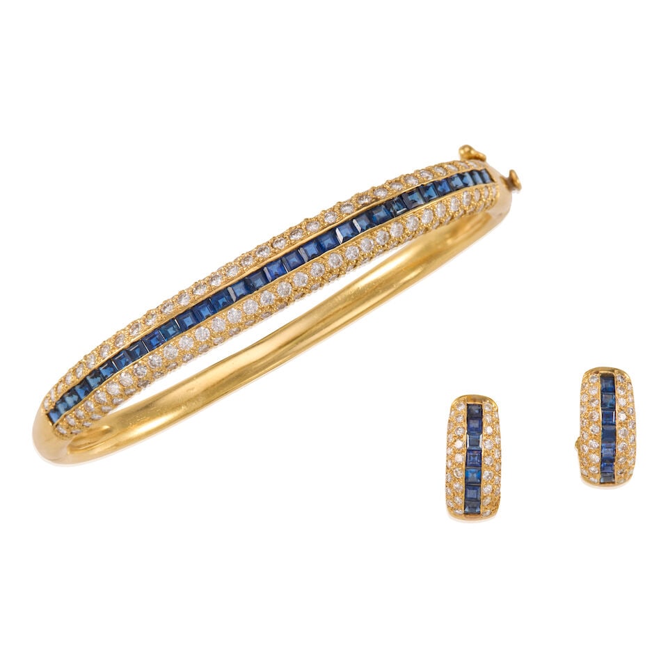 18K GOLD, SAPPHIRE, AND DIAMOND SET (1 of 2)