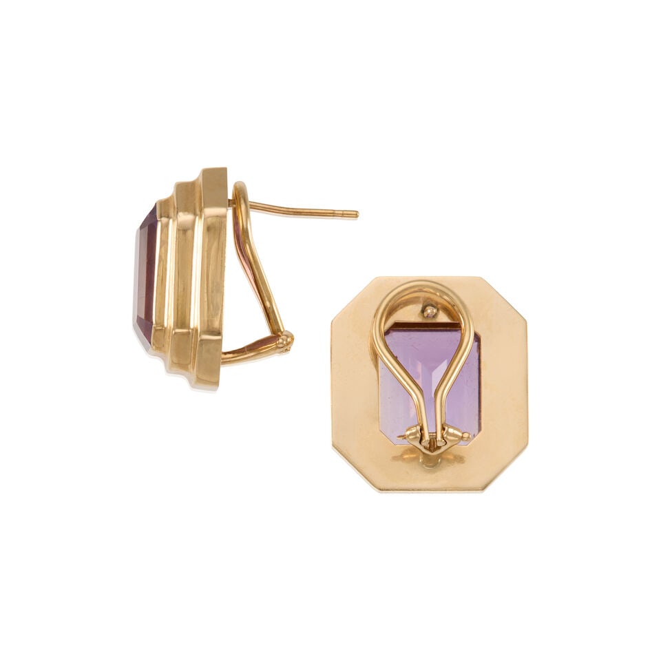 PAIR OF 14K GOLD AND AMETHYST EARRINGS - 2
