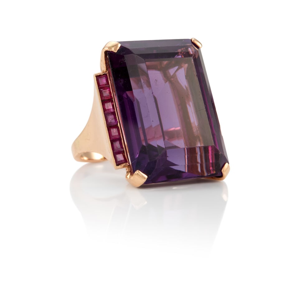 14K GOLD, AMETHYST AND RUBY RING - 2
