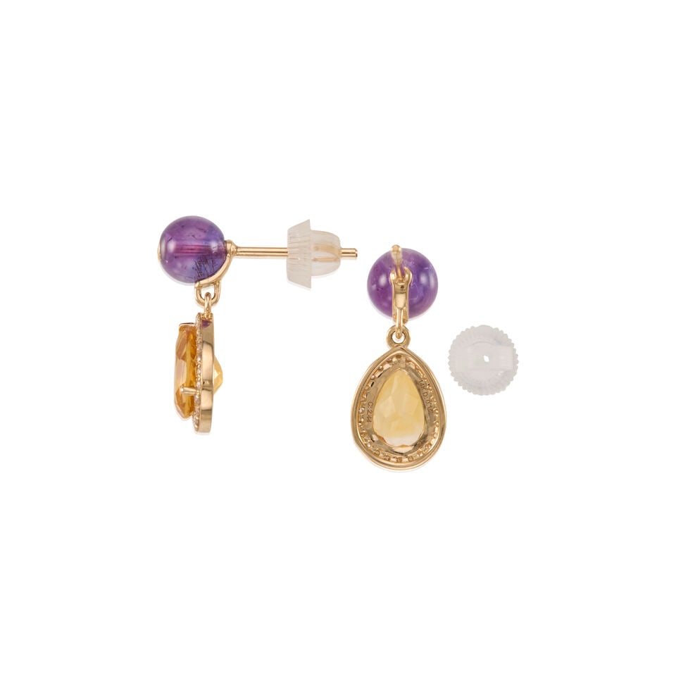 PAIR OF 14K GOLD, DIAMOND AND GEM-SET EARRINGS - 2