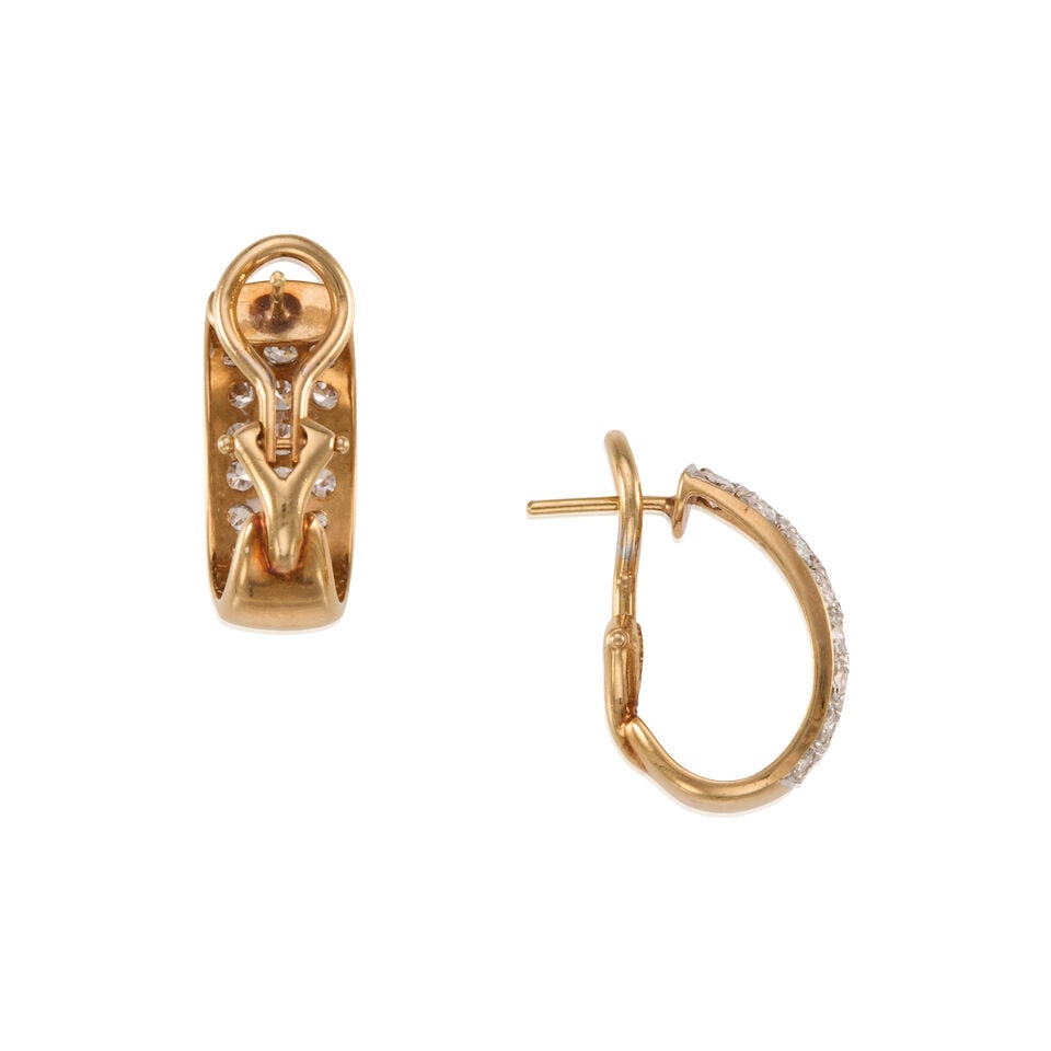 PAIR OF 12K GOLD AND DIAMOND EARRINGS - 2