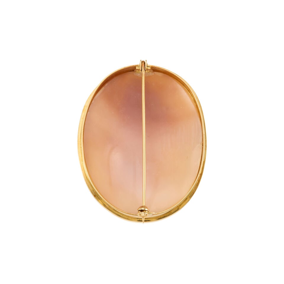 THOR SELZER: 18K GOLD AND SHELL CAMEO BROOCH - 2