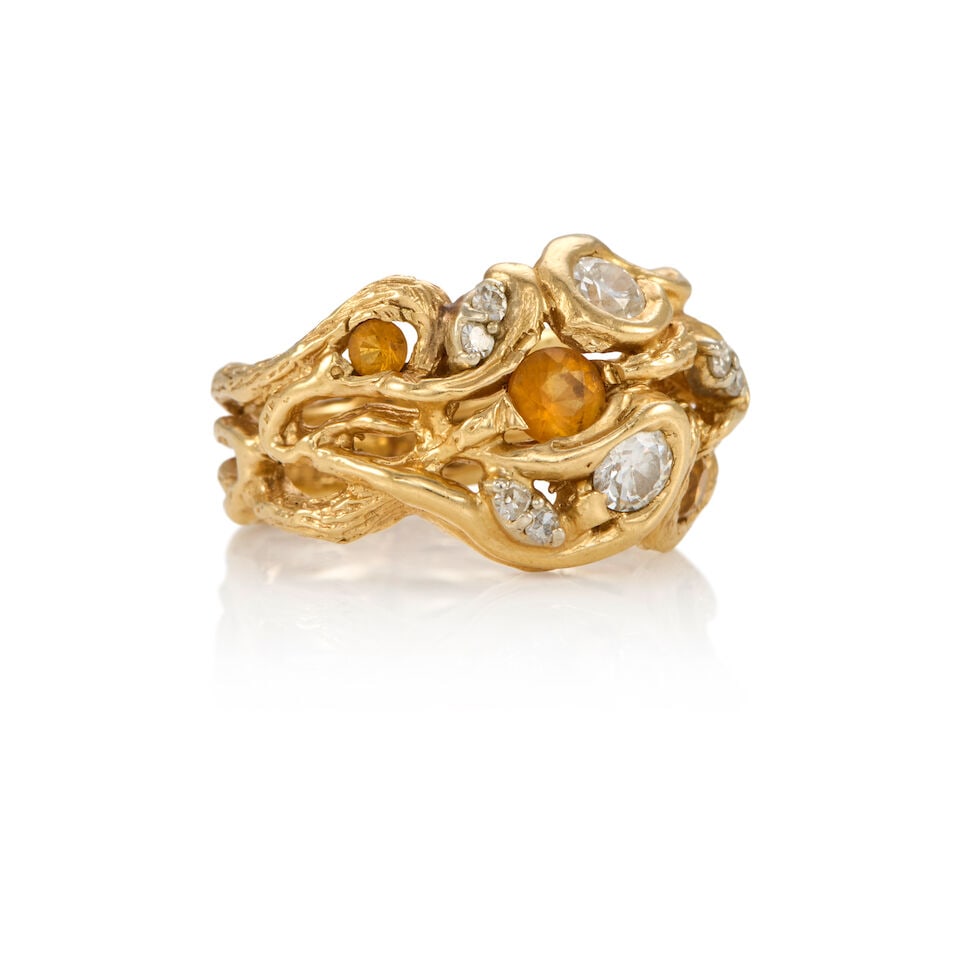 14K GOLD, CITRINE, AND DIAMOND RING - 2