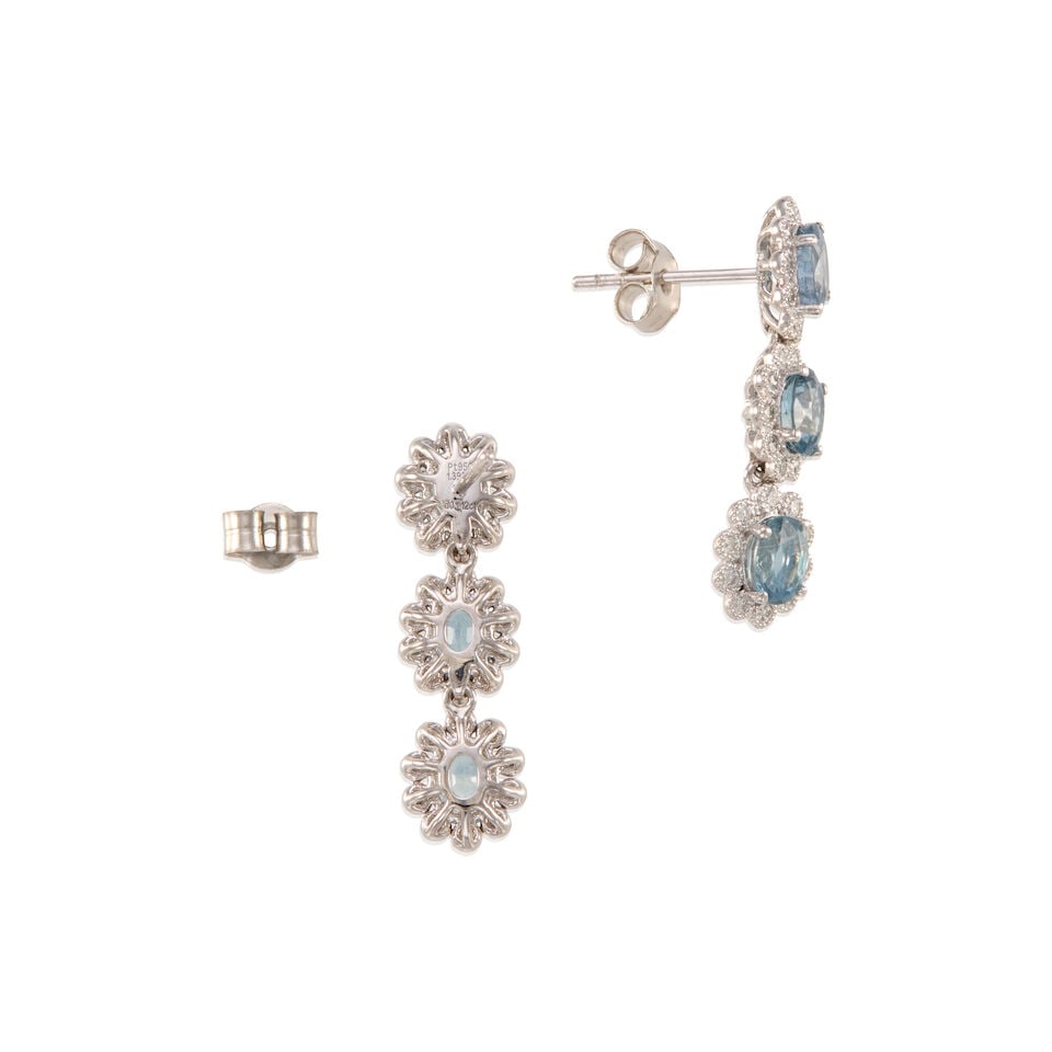 PLATINUM, SAPPHIRE, AND DIAMOND EARRINGS - 2