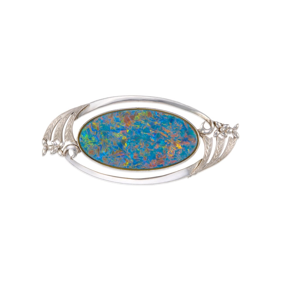 14K GOLD AND OPAL DOUBLET BROOCH/ENHANCER (1 of 2)