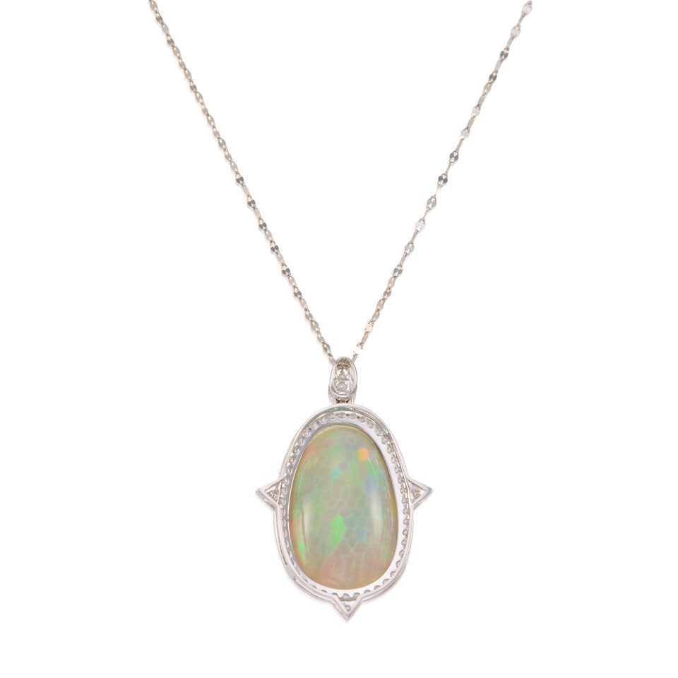PLATINUM, OPAL, AND DIAMOND PENDANT NECKLACE - 2