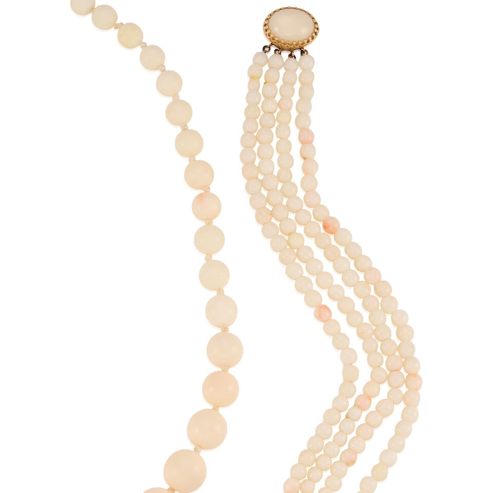 14K GOLD AND CORAL NECKLACE AND BRACELET - 2