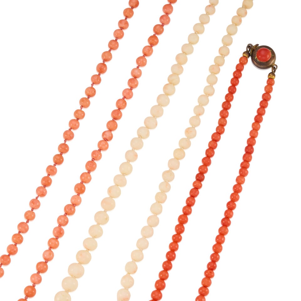 SILVER AND BASE METAL CORAL NECKLACES - 2