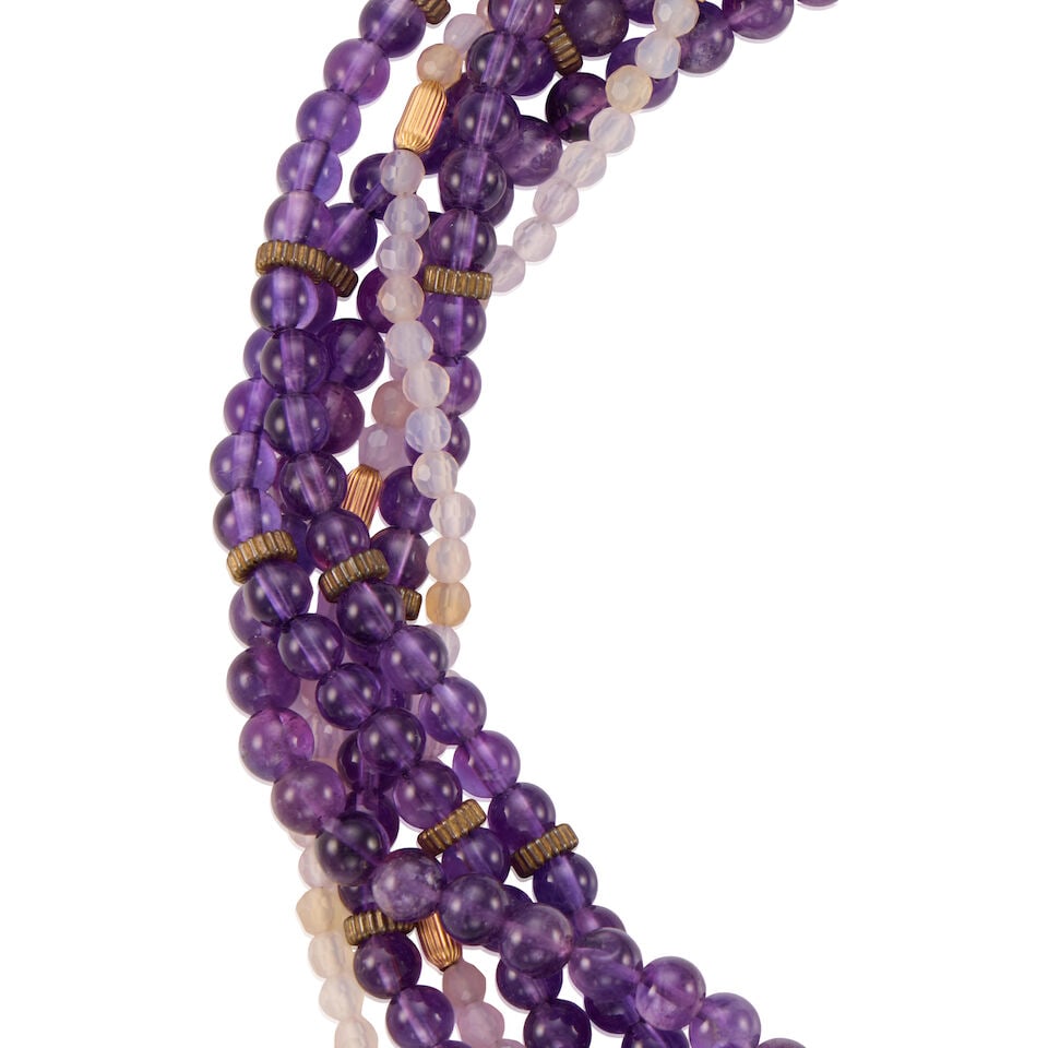 GOLD AND AMETHYST TORSADE NECKLACE - 2