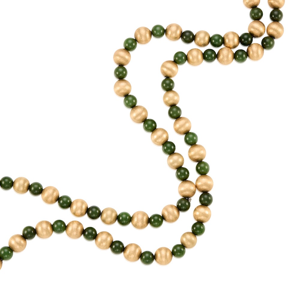 14K GOLD AND SERPENTINE NECKLACE - 2
