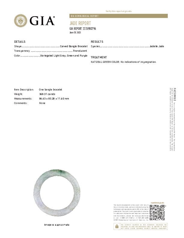 JADEITE JADE BANGLE WITH GIA REPORT - 3