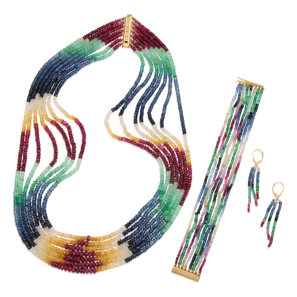 14K GOLD AND MULTI-GEM SUITE - 2