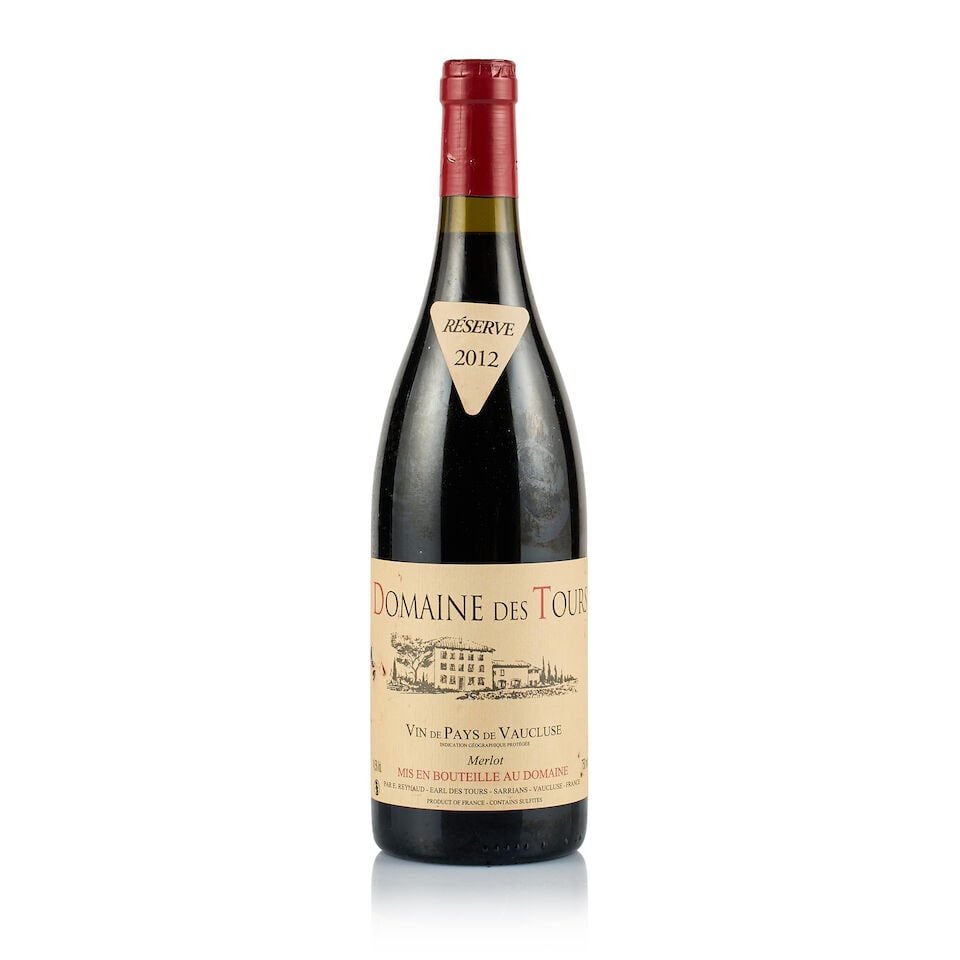 Domaine des Tours, Vin de Pays de Vaucluse, Merlot, 2012 (1 x 750ml): Domaine des Tours, Vin de Pays de Vaucluse, Merlot, 2012 (1 x 750ml) Region: Rhône Valley Fill Level: excellent Capsule: slightly creased on top Cork: very slightly depressed Label: stained and n