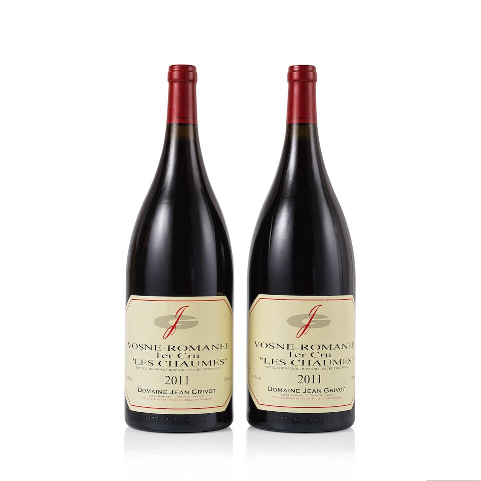 Domaine Jean Grivot, Vosne-Romanée 1er Cru, Les Chaumes, 2011 (2 x Magnum): Domaine Jean Grivot, Vosne-Romanée 1er Cru, Les Chaumes, 2011 (2 x Magnum) Region: Burgundy Fill Level: excellent Capsule: ok Cork: ok Label: excellent appearance Packaging: neutral carton Alcoho