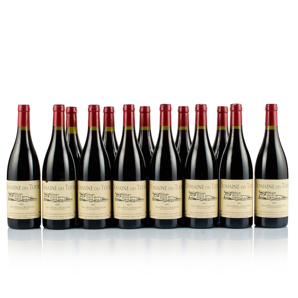 Domaine des Tours, Vin de Pays de Vaucluse, 2016 & 2017 (13 x 750ml): Domaine des Tours, Vin de Pays de Vaucluse, 2016 (2 x 750ml) Region: Rhône Valley Fill Level: excellent Capsule: ok Cork: 1x depressed, 1x slightly depressed Label: 2x stained and