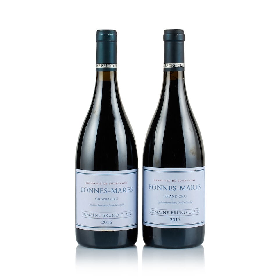 Domaine Bruno Clair, Bonnes-Mares Grand Cru, 2016 & 2017 (2 x 750ml): Domaine Bruno Clair, Bonnes-Mares Grand Cru, 2016 (1 x 750ml) Region: Burgundy Fill Level: excellent Capsule: ok Cork: ok Label: slightly scratched at the bottom Packaging: neutral carton Alcohol Cont