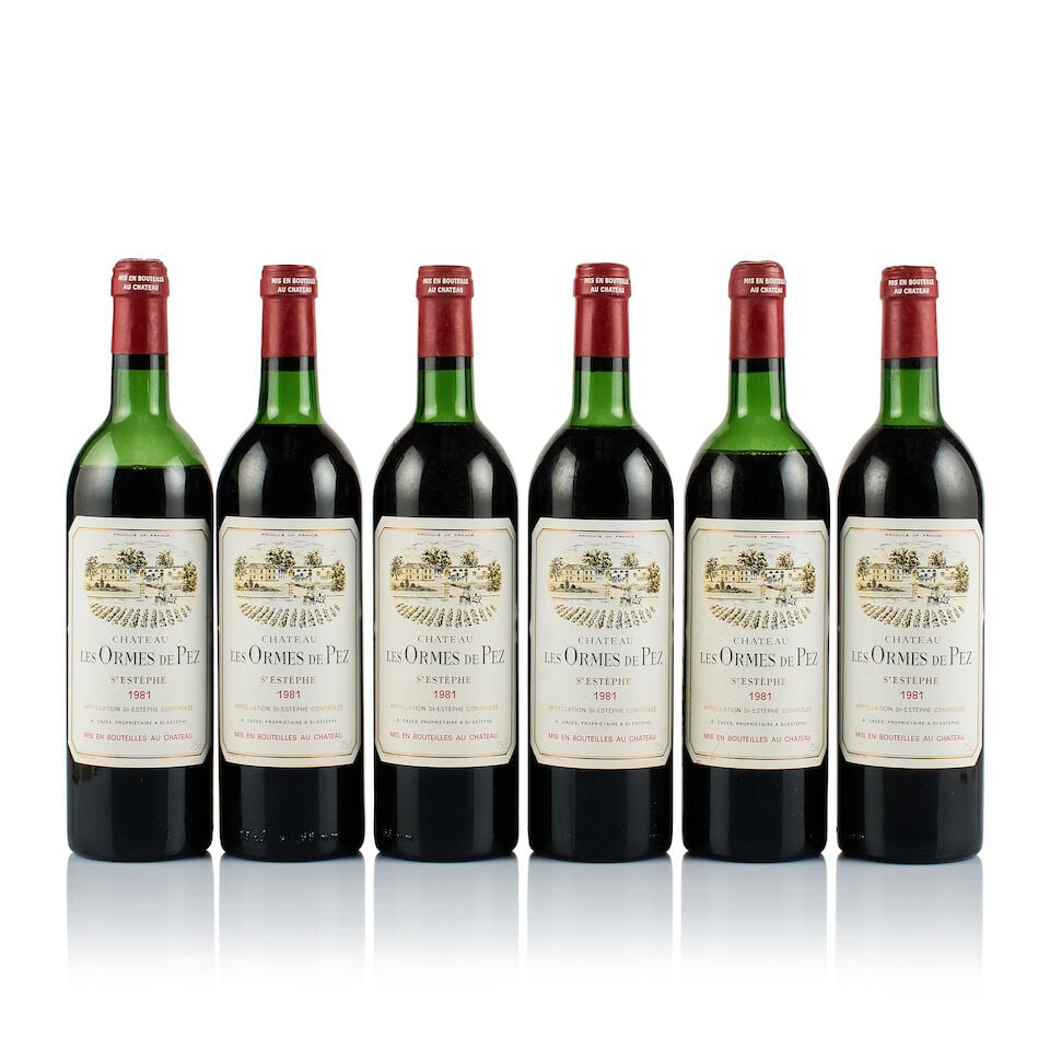 Château Ormes de Pez, Saint-Estèphe, 1981 (6 x 750ml): Château Ormes de Pez, Saint-Estèphe, 1981 (6 x 750ml) Region: Bordeaux Fill Level: 1x down below mid shoulder, 1x mid shoulder, 4x top shoulder Capsule: 2x old signs of seepage, 4x ok Cork: 