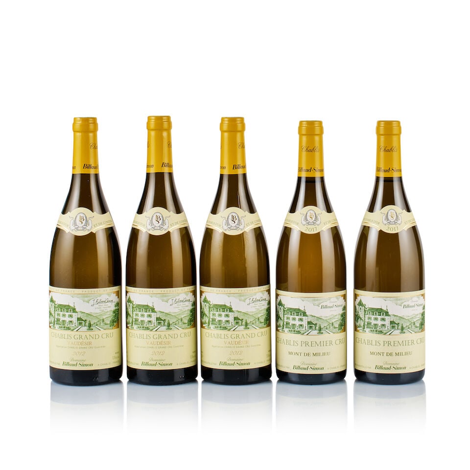 Mixed Lot of Domaine Billaud-Simon, Chablis, 2012 & 2017 (5 x 750ml): Domaine Billaud-Simon, Chablis Grand Cru, Vaudésir, 2012 (3 x 750ml) Region: Burgundy Fill Level: excellent Capsule: ok Cork: ok Label: excellent appearance Packaging: neutral carton Alcohol Cont