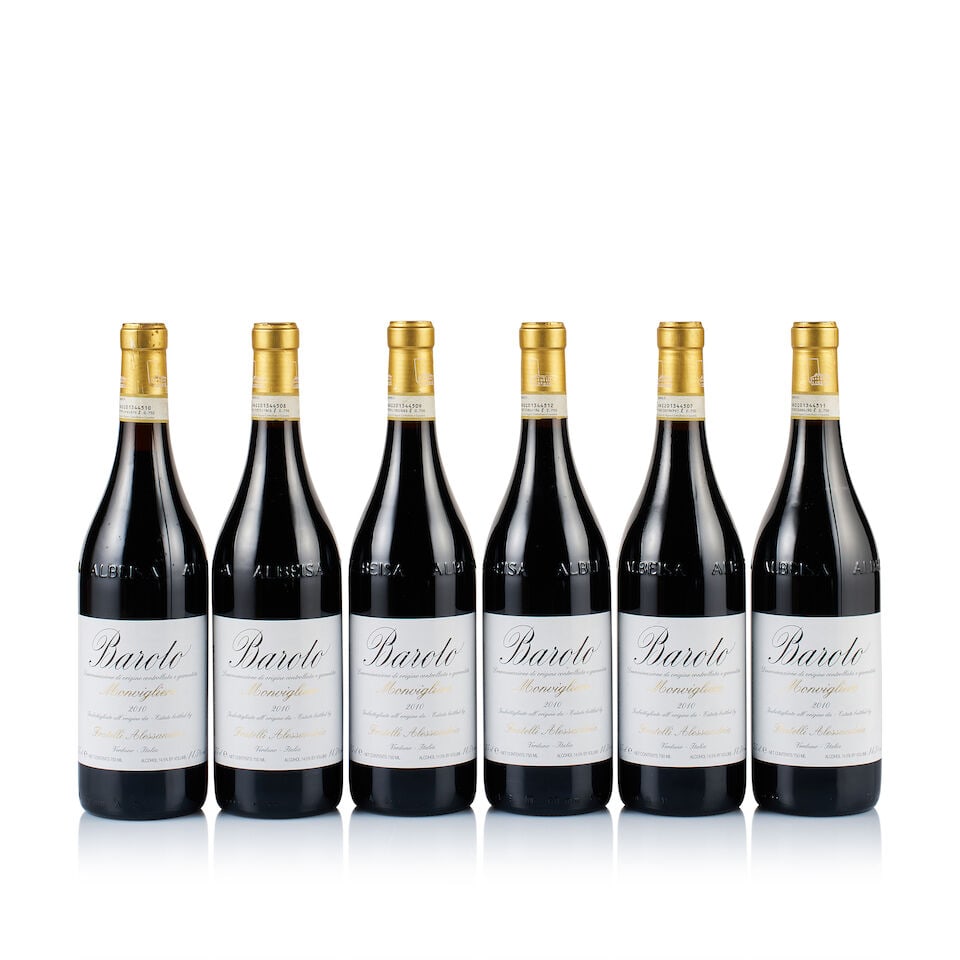 Fratelli Alessandria, Barolo, Monvigliero, 2010 (6 x 750ml): Fratelli Alessandria, Barolo, Monvigliero, 2010 (6 x 750ml) Region: Piedmont Fill Level: 5x excellent, 1x under 2cm below base of capsule Capsule: ok Cork: ok Label: 3x good appearance, 1x very slight