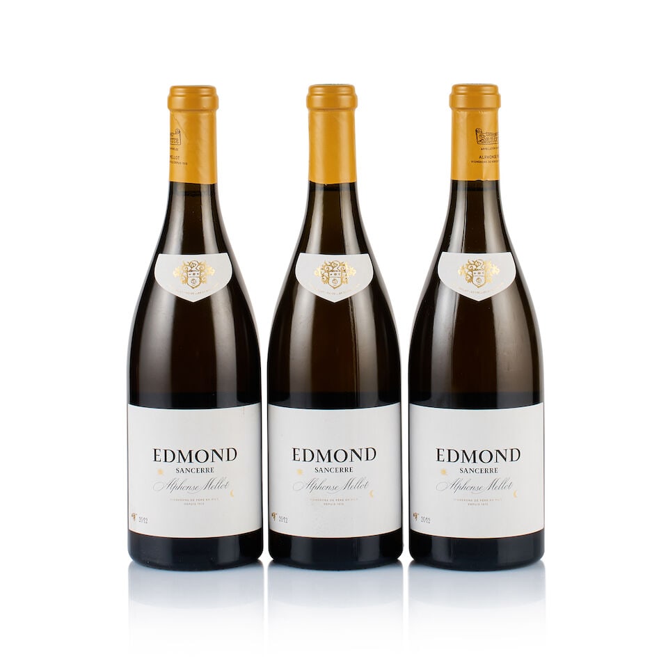 Alphonse Mellot, Sancerre, Edmond, 2012 (3 x 750ml): Alphonse Mellot, Sancerre, Edmond, 2012 (3 x 750ml) Region: Loire Valley Fill Level: good Capsule: ok Cork: ok Label: 3x slightly stained and bin-soiled Packaging: neutral carton Alcohol Content: 13% 