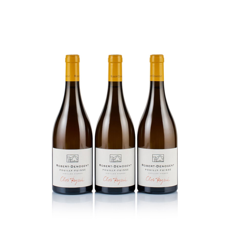 Domaine Robert Denogent, Pouilly-Fuissé 1er Cru, Clos Reyssié, 2015 (3 x 750ml): Domaine Robert Denogent, Pouilly-Fuissé 1er Cru, Clos Reyssié, 2015 (3 x 750ml) Region: Burgundy Fill Level: 3x under 1cm below base of capsule Capsule: ok Cork: ok Label: excellent appearan