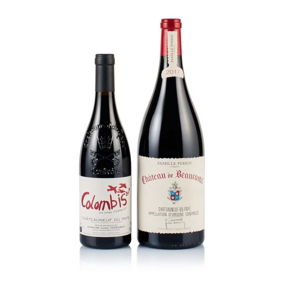 Mixed Lot of Châteauneuf-du-Pape, 2017 (1 x 750ml & 1 x Magnum): Château de Beaucastel, Châteauneuf-du-Pape, Red, 2017 (1 x Magnum) Region: Rhône Valley Fill Level: under 1cm below base of capsule Capsule: ok Cork: ok Label: very slightly scratched a