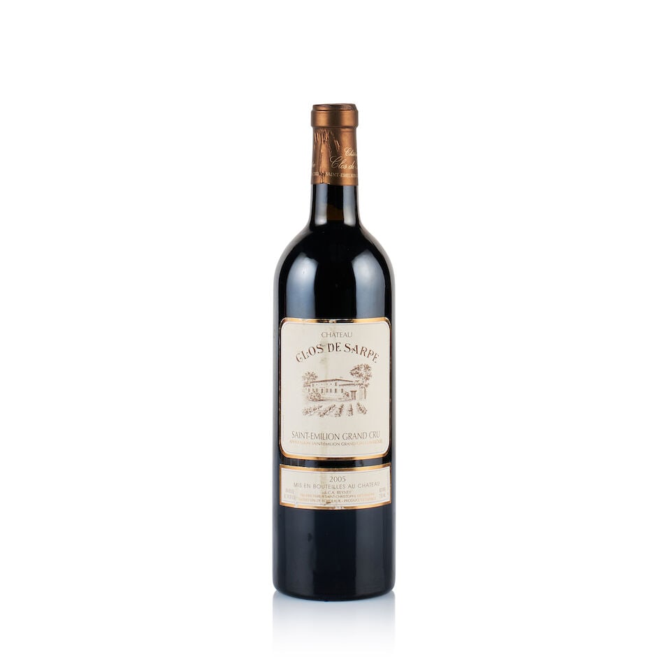 Château Clos de Sarpe, Saint-Emilion Grand Cru, 2005 (1 x 750ml): Château Clos de Sarpe, Saint-Emilion Grand Cru, 2005 (1 x 750ml) Region: Bordeaux Fill Level: base of neck Capsule: creased Cork: ok Label: stained at the center Packaging: neutral carton Alcohol