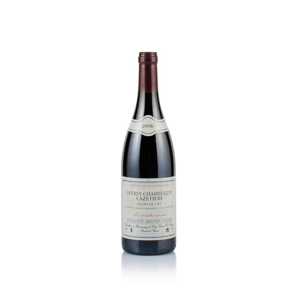 Domaine Bruno Clair, Gevrey-Chambertin 1er Cru, Cazetiers, 2006 (1 x 750ml): Domaine Bruno Clair, Gevrey-Chambertin 1er Cru, Cazetiers, 2006 (1 x 750ml) Region: Burgundy Fill Level: good Capsule: ok Cork: ok Label: stained and damp-affected Packaging: neutral carton Alcohol Co