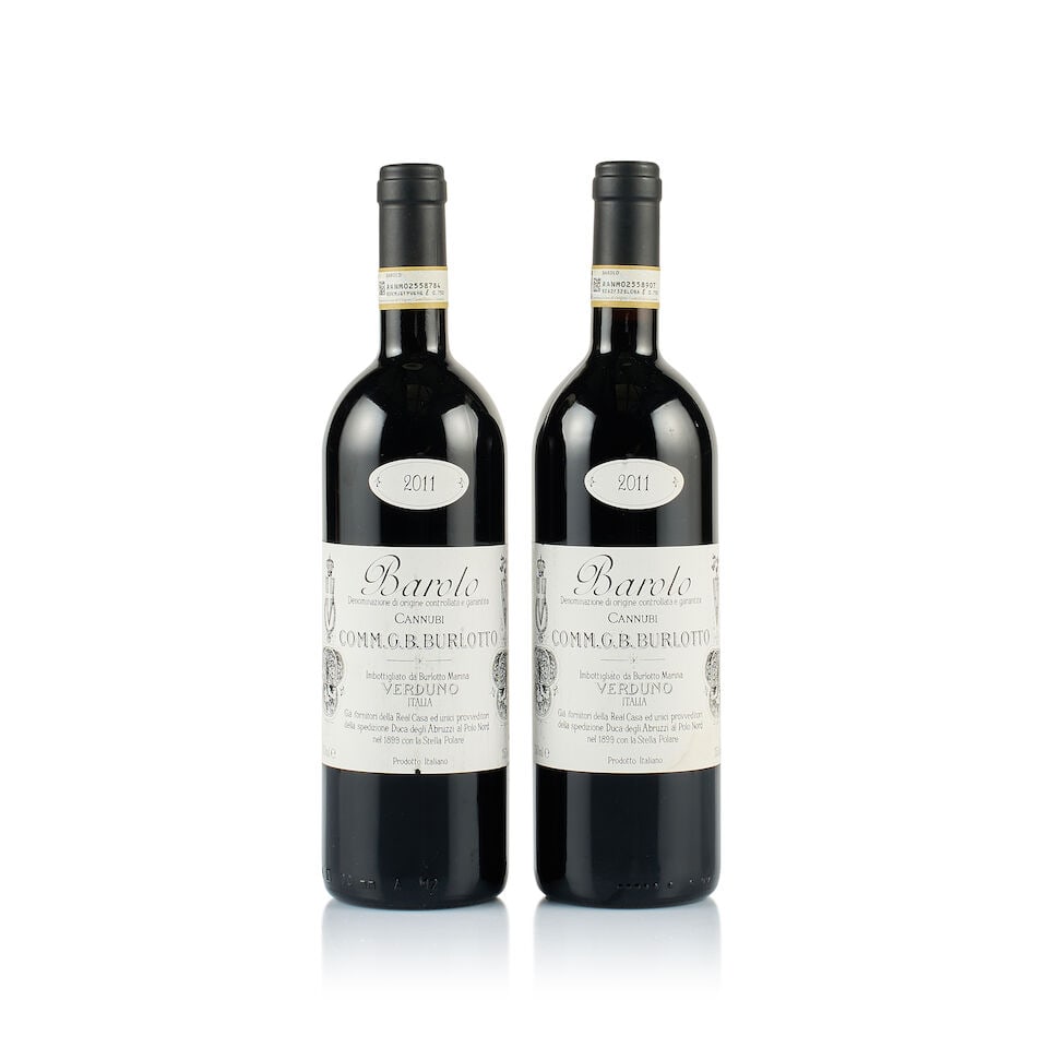 Comm. G.B. Burlotto, Barolo, Cannubi, 2011 (2 x 750ml): Comm. G.B. Burlotto, Barolo, Cannubi, 2011 (2 x 750ml) Region: Piedmont Fill Level: 2x into neck Capsule: ok Cork: ok Label: 2x stained Packaging: neutral carton Alcohol Content: 15% This lot is subje