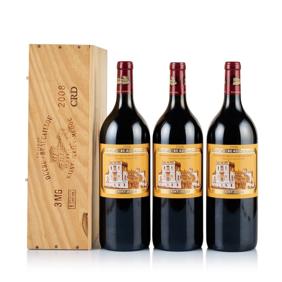 Château Ducru-Beaucaillou, Saint-Julien, Grand Cru Classé, 2008 (3 x Magnum): Château Ducru-Beaucaillou, Saint-Julien, Grand Cru Classé, 2008 (3 x Magnum) Region: Bordeaux Fill Level: good Capsule: ok Cork: 2x ok, 1x very slightly depressed Label: excellent