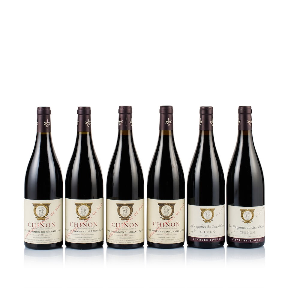 Charles Joguet, Chinon, Les Varennes du Grand Clos, Franc de Pied, 2004, 2005 & 2006 (6 x 750ml): Charles Joguet, Chinon, Les Varennes du Grand Clos, Franc de Pied, 2004 (2 x 750ml) Region: Loire Valley Fill Level: good Capsule: ok Cork: 1x very slightly depressed, 1x slightly depressed Label: goo