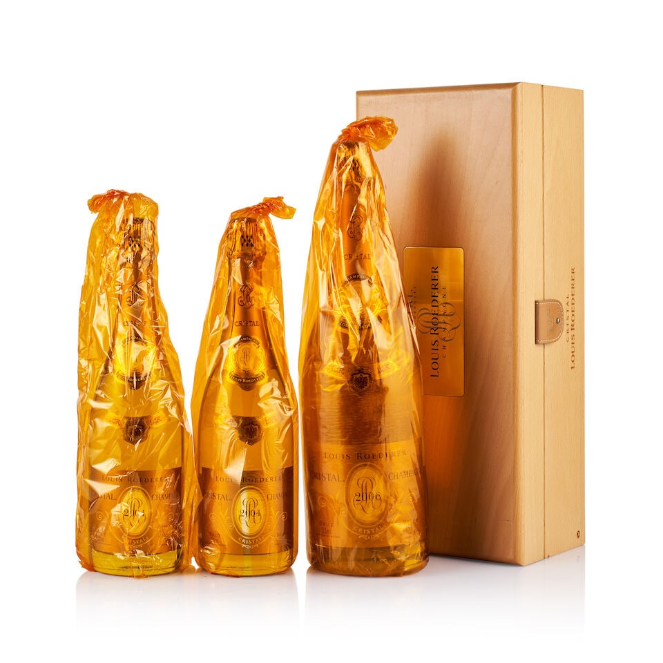 Champagne Louis Roederer, Cristal, Brut, 2004 & 2006 (2 x 750ml & 1 x Magnum): Champagne Louis Roederer, Cristal, Brut, 2004 (2 x 750ml) Region: Champagne Fill Level: excellent Capsule: ok Cork: ok Label: excellent appearance Packaging: neutral carton Miscellaneous: plastic wrap