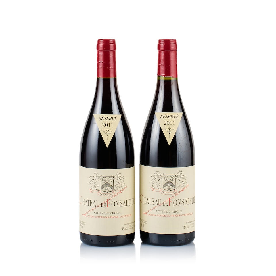 Château de Fonsalette, Côtes du Rhône, Red, 2011 (2 x 750ml): Château de Fonsalette, Côtes du Rhône, Red, 2011 (2 x 750ml) Region: Rhône Valley Fill Level: excellent Capsule: 2x creased Cork: 2x slightly depressed Label: good appearance Packa