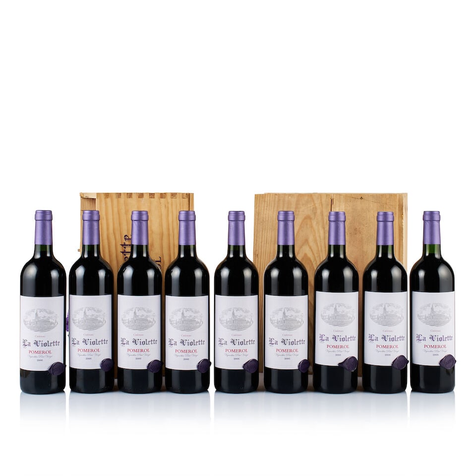 Château La Violette, Pomerol, 2006 & 2008 (9 x 750ml): Château La Violette, Pomerol, 2006 (6 x 750ml) Region: Bordeaux Fill Level: into neck Capsule: ok Cork: ok Label: excellent appearance Packaging: original wooden case Miscellaneous: paper