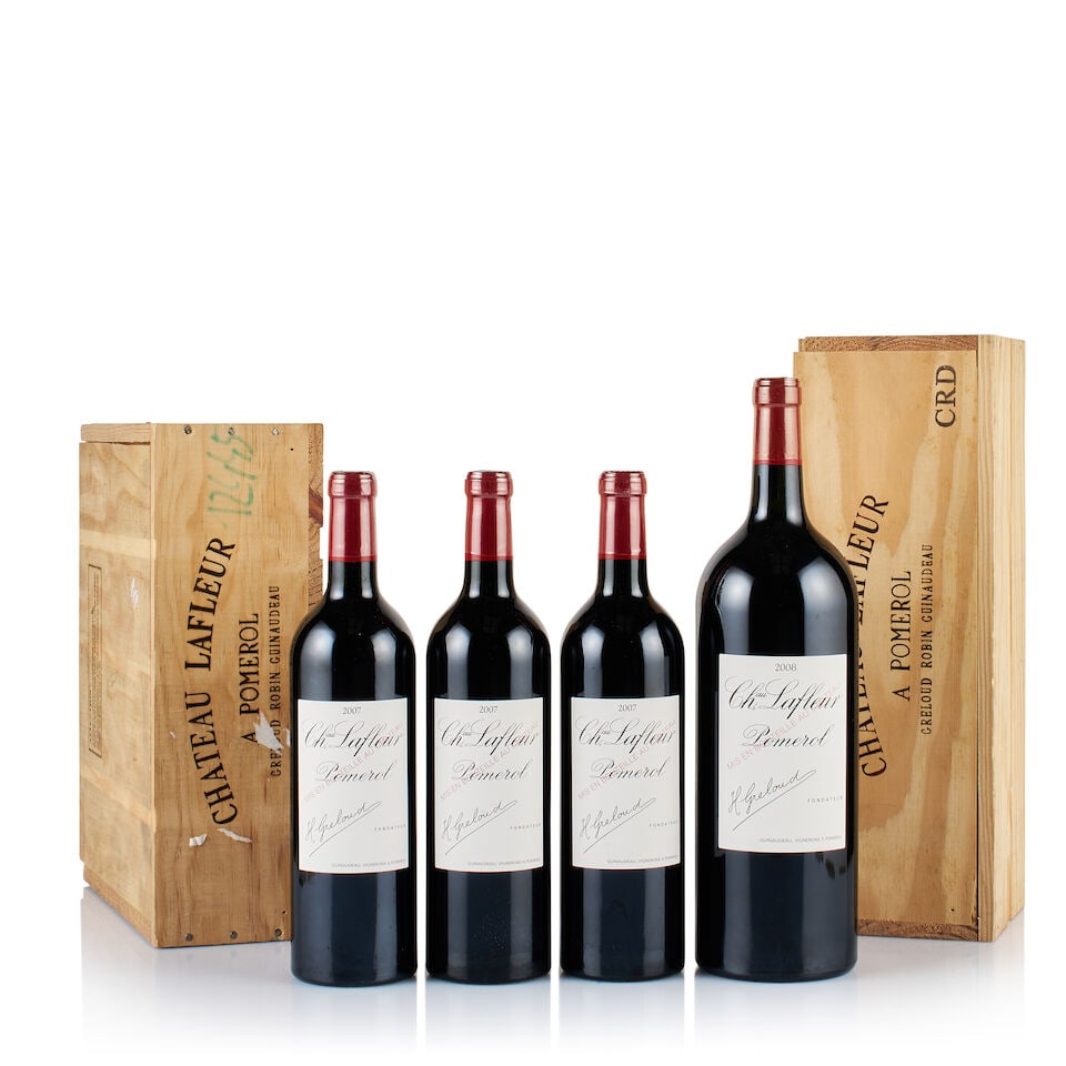 Château Lafleur, Pomerol, 2007 & 2008 (3 x 750ml & 1 x Magnum): Château Lafleur, Pomerol, 2007 (3 x 750ml) Region: Bordeaux Fill Level: 3x base of neck Capsule: 3x plastic wrapped, ok Cork: 3x very slightly depressed Label: excellent appearance Packaging: