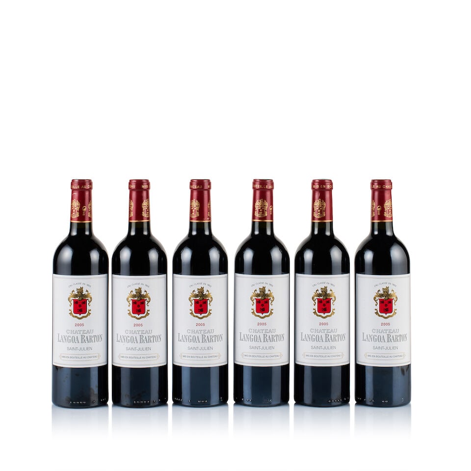 Château Langoa Barton, Saint-Julien, Grand Cru Classé, 2005 (6 x 750ml): Château Langoa Barton, Saint-Julien, Grand Cru Classé, 2005 (6 x 750ml) Region: Bordeaux Fill Level: into neck Capsule: ok Cork: 1x very slightly rising, 5x ok Label: 1x very slightly staine