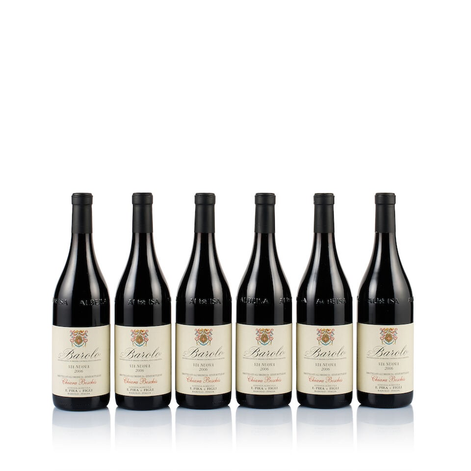 E. Pira & Figli, Chiara Boschis, Barolo, Via Nuova, 2006 (6 x 750ml): E. Pira & Figli, Chiara Boschis, Barolo, Via Nuova, 2006 (6 x 750ml) Region: Piedmont Fill Level: excellent Capsule: ok Cork: 5x very slightly depressed, 1x ok Label: excellent appearance Packaging: n