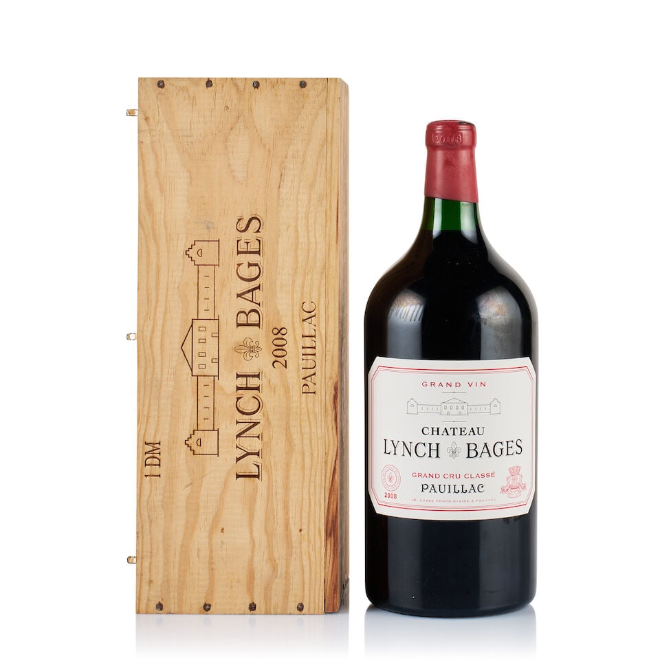Château Lynch-Bages, Pauillac, Grand Cru Classé, 2008 (1 x 3 liter): Château Lynch-Bages, Pauillac, Grand Cru Classé, 2008 (1 x 3 liter) Region: Bordeaux Fill Level: base of neck Capsule: red wax, ok Cork: old signs of seepage Label: very slightly marked at