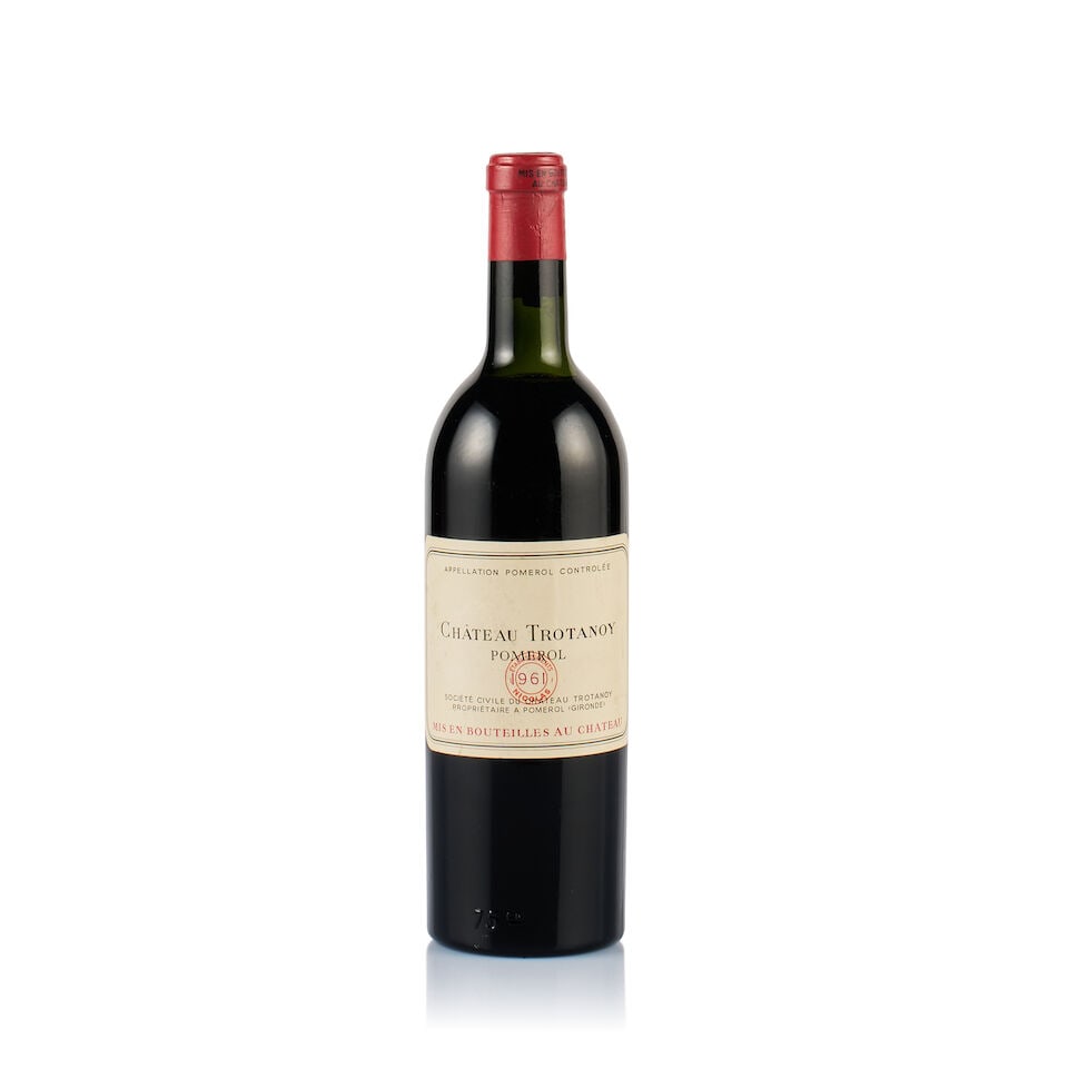 Château Trotanoy, Pomerol, 1961 (1 x 750ml): Château Trotanoy, Pomerol, 1961 (1 x 750ml) Region: Bordeaux Fill Level: top shoulder Capsule: ok Cork: ok Label: slightly bin-soiled, Etablissements Nicolas stamp Packaging: neutral carton For f