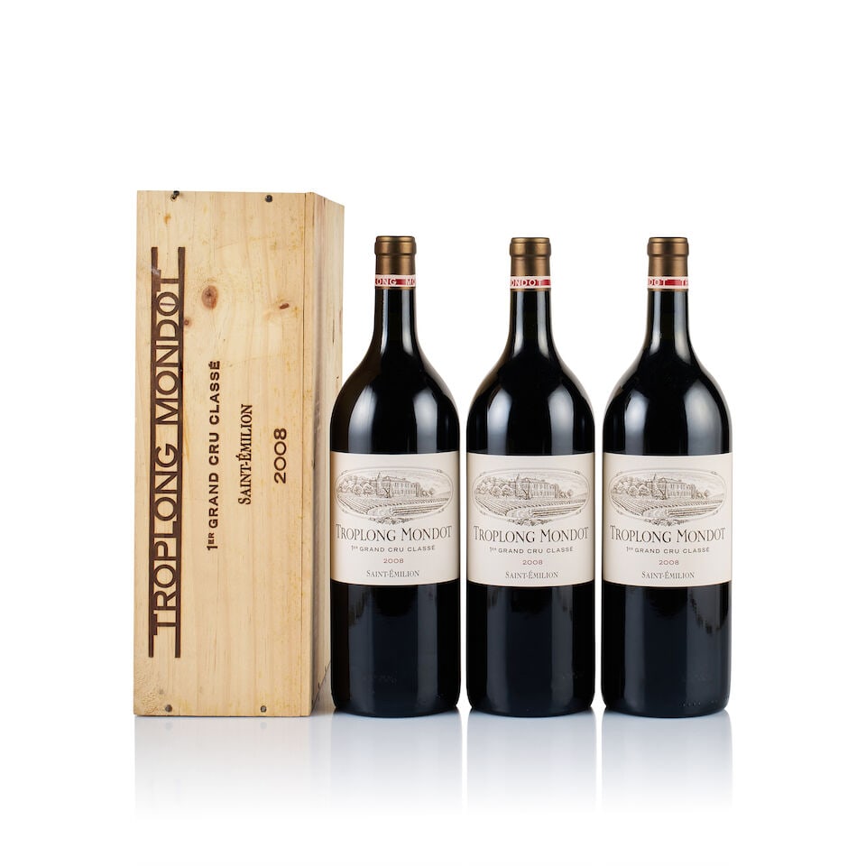 Château Troplong Mondot, Saint-Emilion Grand Cru, 2008 (3 x Magnum): Château Troplong Mondot, Saint-Emilion Grand Cru, 2008 (3 x Magnum) Region: Bordeaux Fill Level: 3x base of neck Capsule: ok Cork: 2x very slightly depressed, 1x ok Label: good appearance Packagi