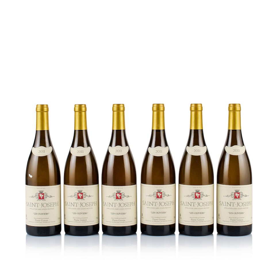 Domaine Gonon, Saint-Joseph, Les Oliviers, 2011 (6 x 750ml): Domaine Gonon, Saint-Joseph, Les Oliviers, 2011 (6 x 750ml) Region: Rhône Valley Fill Level: excellent Capsule: ok Cork: ok Label: excellent appearance Packaging: neutral carton Alcohol Content: 