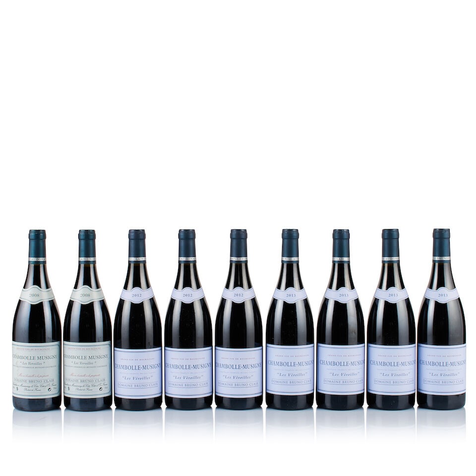 Domaine Bruno Clair, Chambolle-Musigny, Les Véroilles, 2008, 2012 & 2013 (9 x 750ml): Domaine Bruno Clair, Chambolle-Musigny, Les Véroilles, 2008 (2 x 750ml) Region: Burgundy Fill Level: good Capsule: ok Cork: ok Label: 2x stained Packaging: neutral carton Alcohol Content: 13% Dom