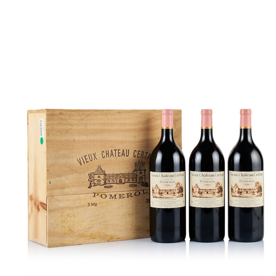 Vieux Château Certan, Pomerol, 2010 (3 x Magnum): Vieux Château Certan, Pomerol, 2010 (3 x Magnum) Region: Bordeaux Fill Level: into neck Capsule: ok Cork: ok Label: excellent appearance Packaging: original wooden case Alcohol Content: